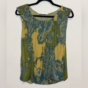 Paisley Y2K Print Women Top - Green and Yellow